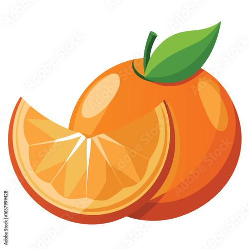 Orange fruit peeled halfway with juicy segments visible citrus food illustration