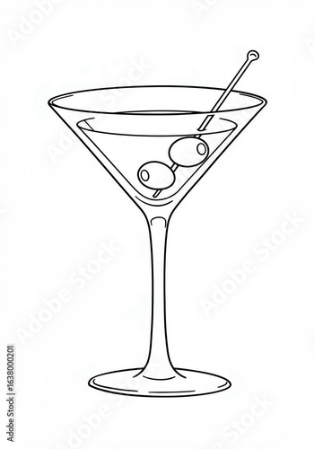 martini glass with olives sketch