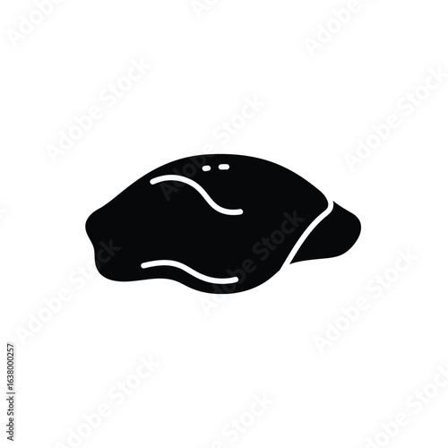 Simple black silhouette of a raw chicken breast on a white background