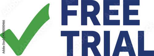 A promotional graphic with a green checkmark and the words 'Free Trial' in blue text.