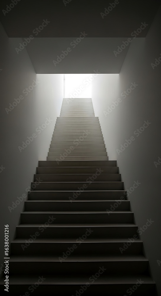 Fototapeta premium Minimalist staircase leading to a bright opening, symbol of progress