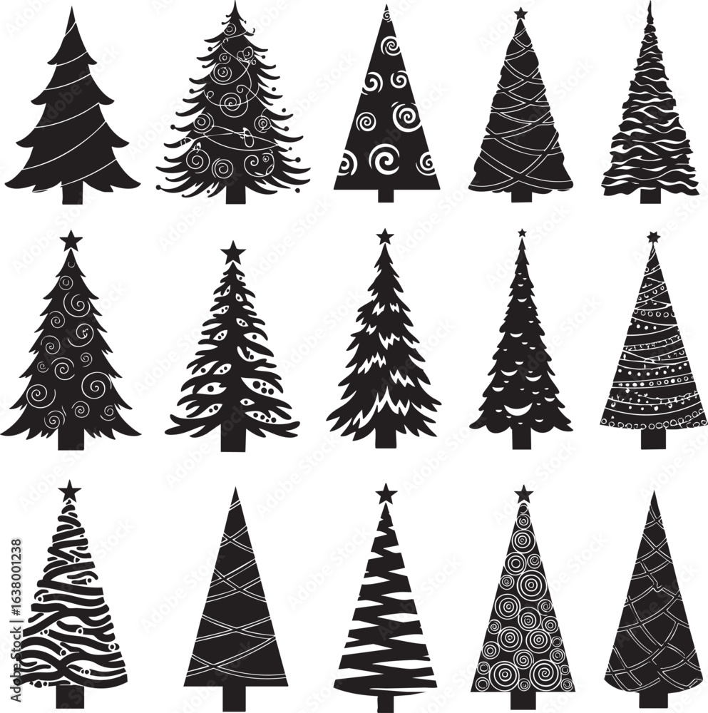 Obraz premium Abstract Artistic Christmas Tree Silhouette Pack