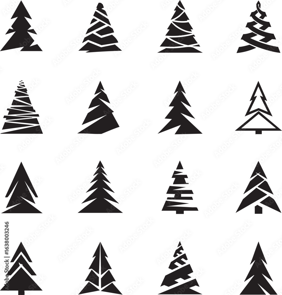 Obraz premium Modern Geometric Christmas Tree Silhouette Pack