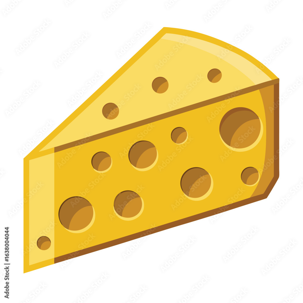Slice of swiss cheese with holes and sharp corners on board
