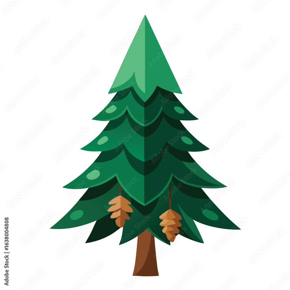 Obraz premium Spruce tree with classic triangular shape and dark green needles