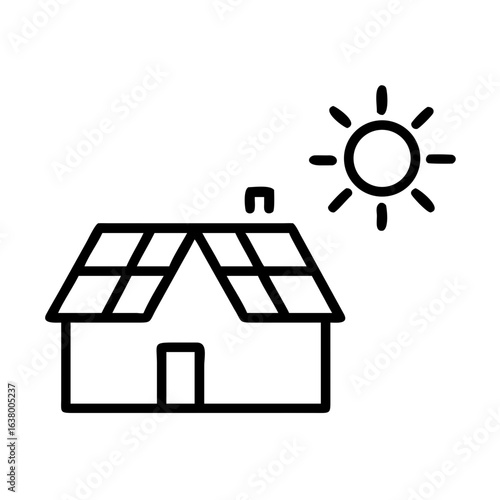 A house featuring solar panels harnesses the power of the sun. A visual representation of eco-friendly living and sustainable energy.
