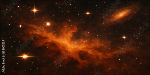 An astral sky filled with a cosmic galaxy, bright stars, and a colorful nebula