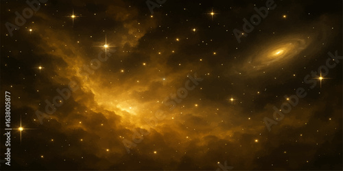 Vast deep space galaxy with brilliant stars and a celestial nebula