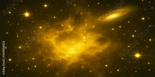 Vast blue cosmos with glowing stars and nebulae create a stunning abstract universe