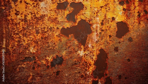 yellow brown mottled rust on metal surface