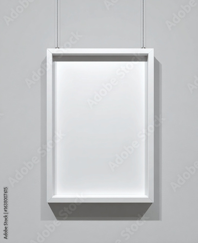 Wall Frame Mockup wooden picture frame hanging on wall in simple interior setting