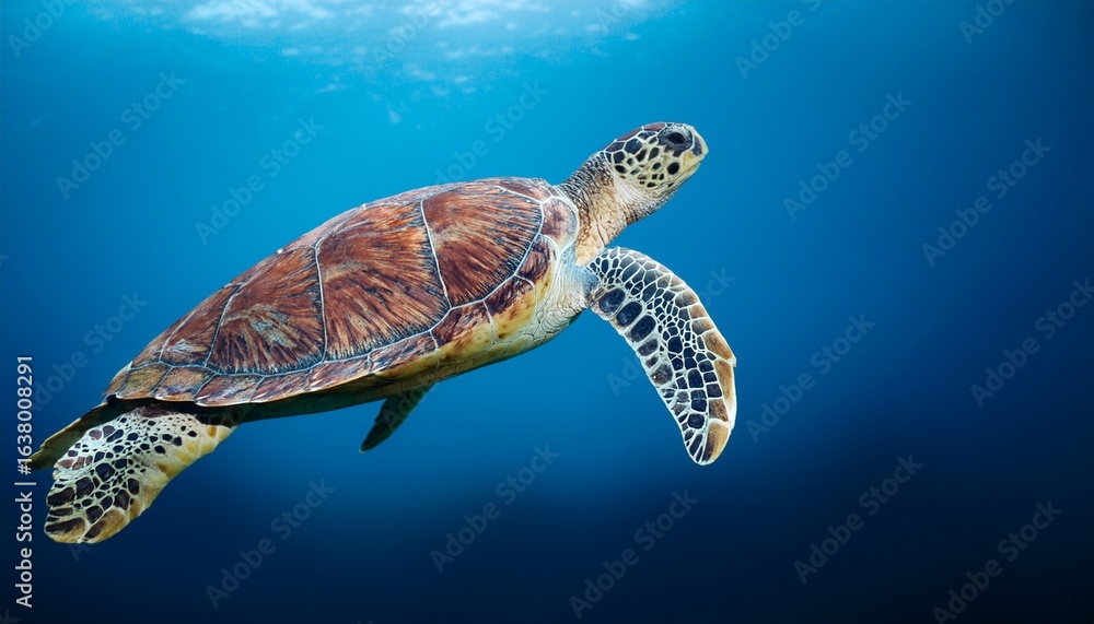 Fototapeta premium isolated sea turtle graceful marine reptile swimming
