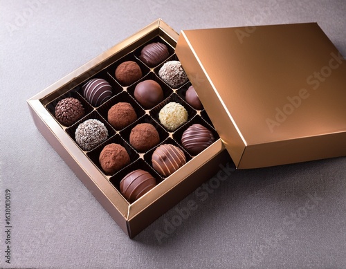 box of assorted chocolate truffles open mockup