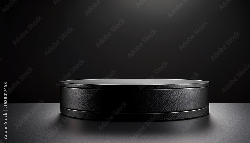 a simple black cylindrical platform on a black background a simple black cylindrical platform on a black background