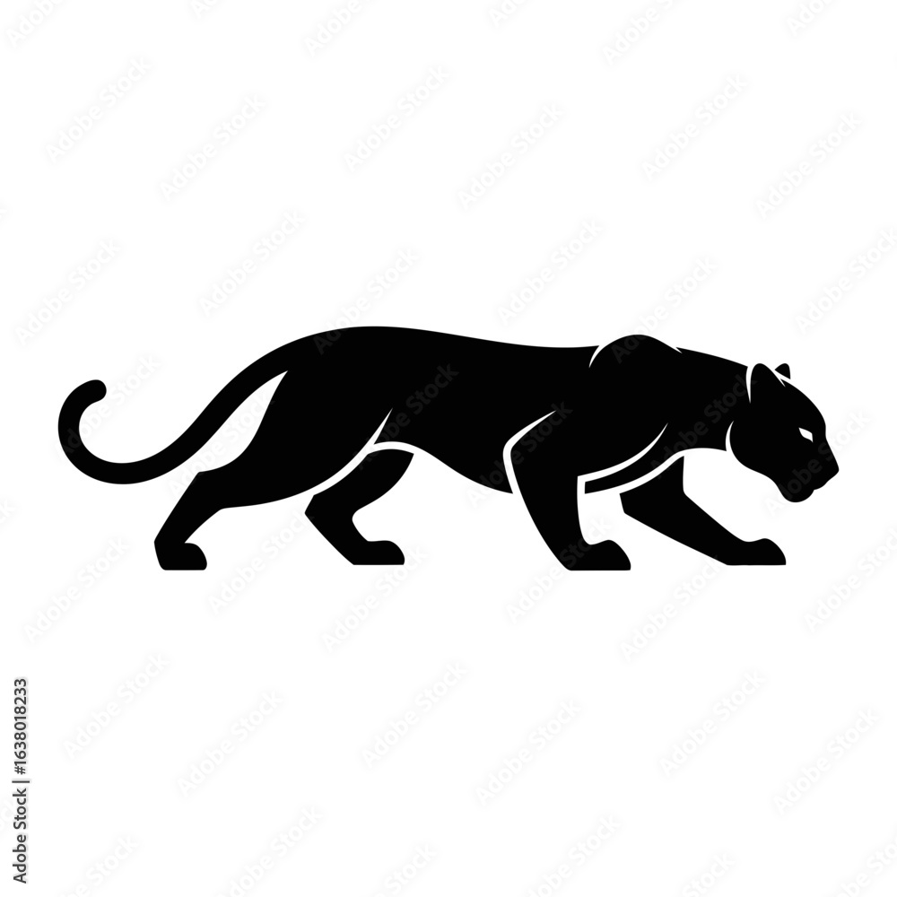 Obraz premium Silhouette of a panther walking with its tail curled.