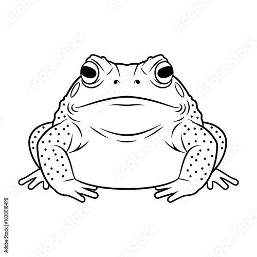 A detailed illustration shows a toad facing forward with textured skin.