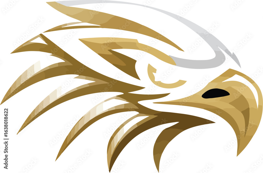 Fototapeta premium Gold eagle head graphic illustration design