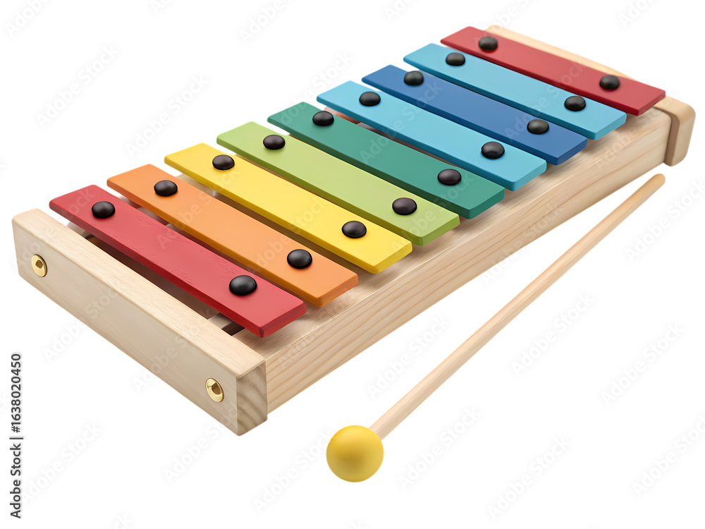 Fototapeta premium Rainbow Xylophone and Mallet on transparent background