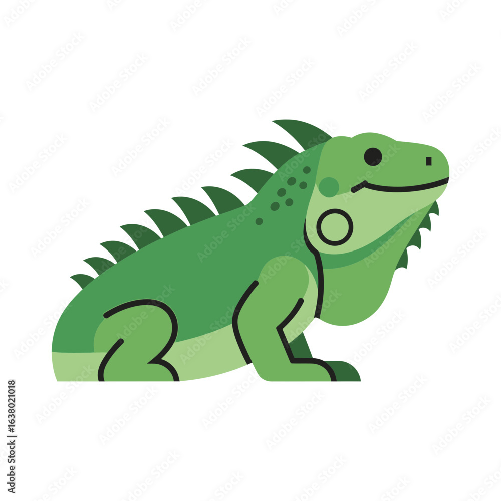 Obraz premium A green iguana illustration showing the reptile's body shape and features.