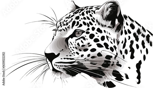 Leopard head profile illustration