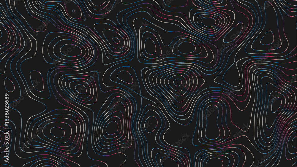 Fototapeta premium Topographic map pattern background vector. Abstract mountain terrain map background with abstract shape line texture. Vintage outdoors style wallpaper.