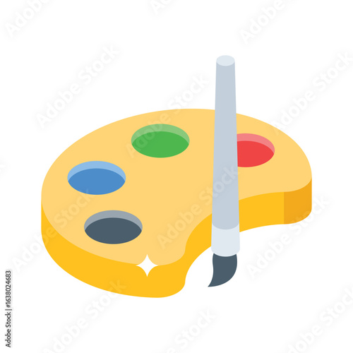 A visually engaging isometric icon of art palette