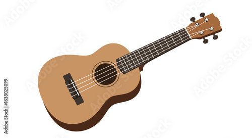 Light Brown Wooden Ukulele on Pure White Background