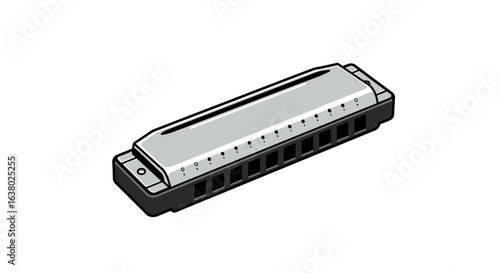Vector Harmonica Illustration Isolated