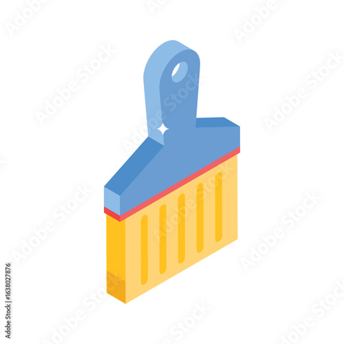 A captivating isometric icon of handled paintbrush