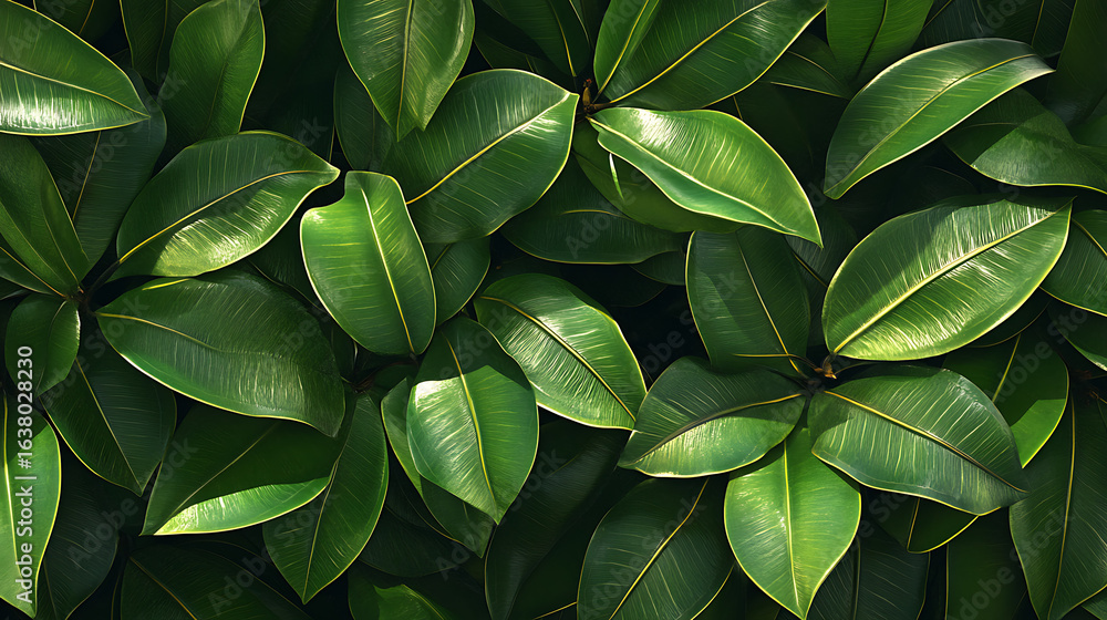 Obraz premium Green lush leaves background