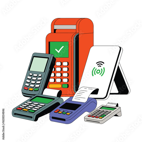 Collection of payment terminals and a smartphone for contactless transactions
