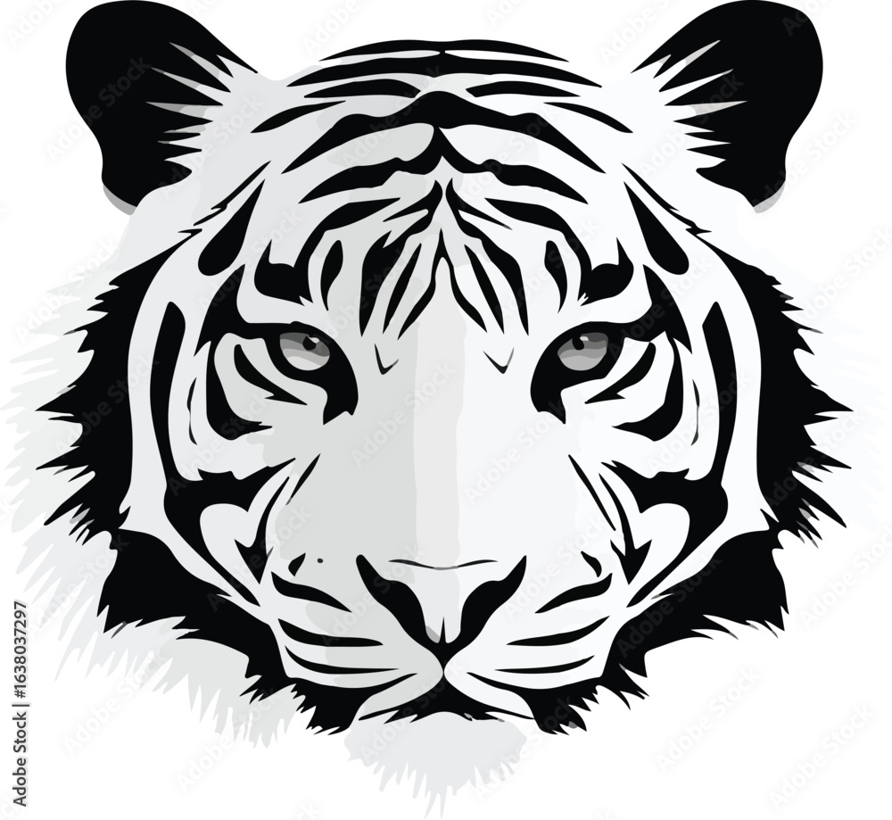 Fototapeta premium White tiger head illustration