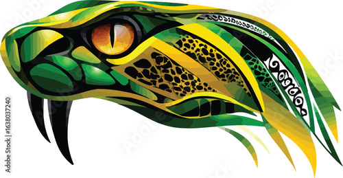 Vibrant graphic snake head illustration