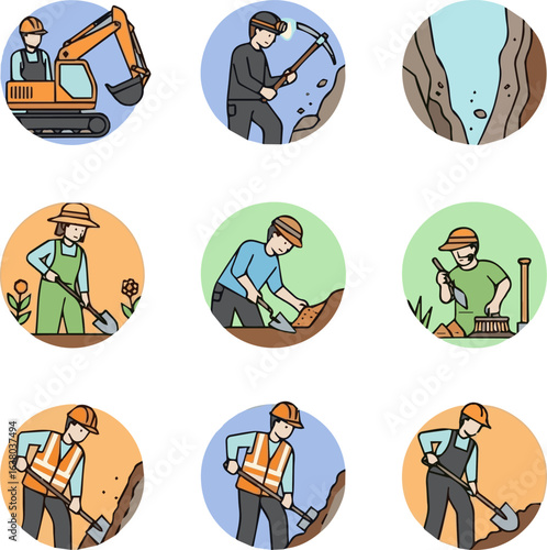 Create a kinds of deferent people, icon, illustration, set, children, business, child, businessman, art, men, sport vector art with white background.