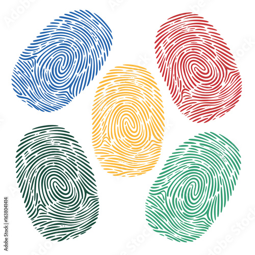 Colorful fingerprints representing identity and individuality