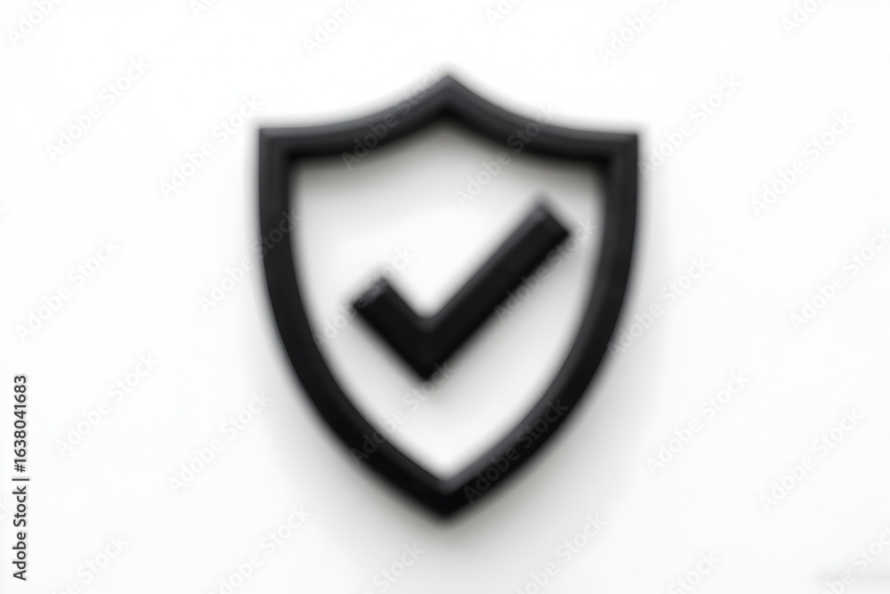 Shield with Check Mark Icon on White Background Security Concept Shield with Check Mark Icon on White Background Security Concept