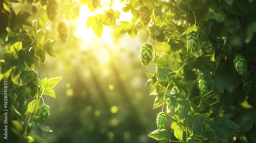 Obraz premium Hop plants under sunlight