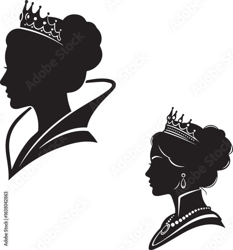woman head silhouette Black Silhouette of a Woman with a Crown | Regal and Stylish Icon