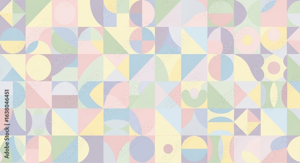 custom made wallpaper toronto digitalGeometric abstract pattern with pastel colors and soft shapes, perfect for playful and modern designs.