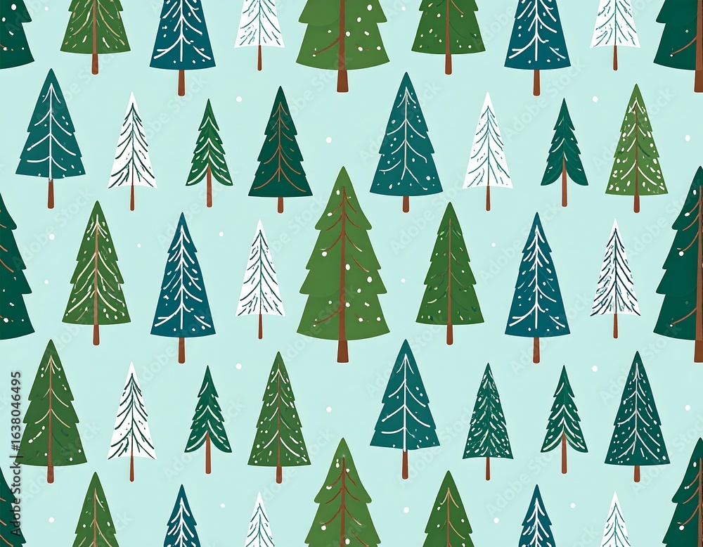 Obraz premium Snowy Christmas tree pattern