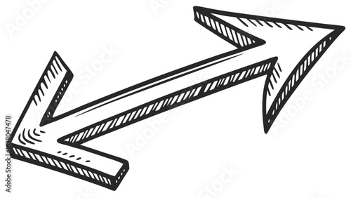 Handdrawn Black and White Arrow Indicating Opposite Directions.