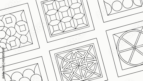 Intricate Geometric Patterns in Square Frames.