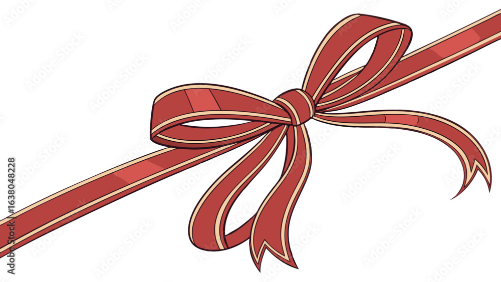 Ornate Red Ribbon Bow with Decorative Stripes. Ornate Red Ribbon Bow with Decorative Stripes.
