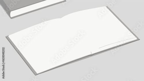 Open Book with Blank Pages and a Closed Book Illustration.