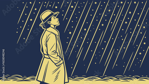 Person Contemplating Under a Starry Night.