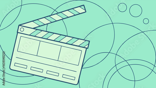 Pastel Green Film Clapperboard Illustration.