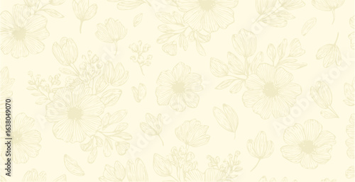 Floral print pattern background in provance style, floral background. Pastel tones vintage style wallpaper in vector.