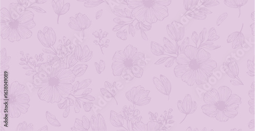 Floral print pattern background in provance style, floral background. Pastel tones vintage style wallpaper in vector.