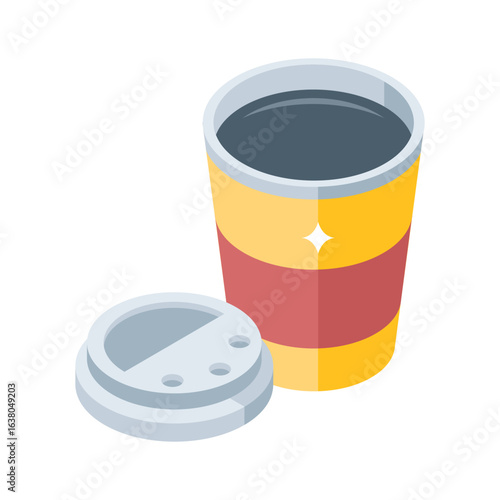 A handy 3d style icon of takeaway coffee drink