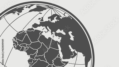 Stylized World Map on a Globe.
